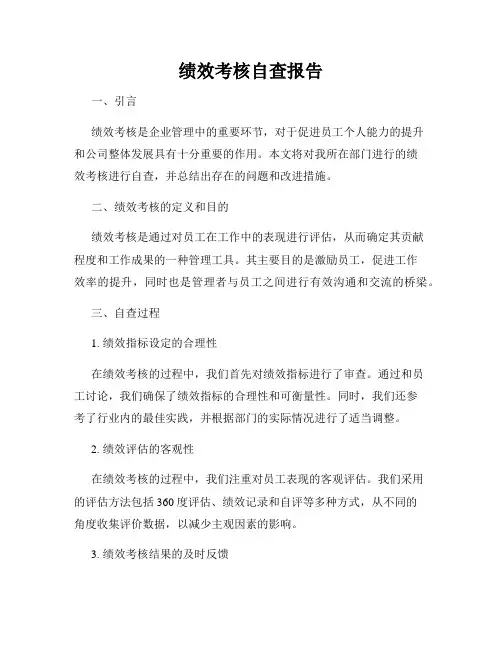 绩效考核自查报告
