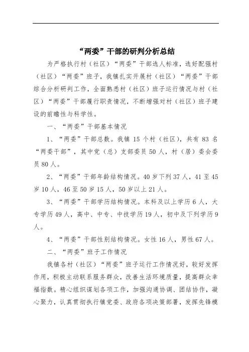 “两委”干部的研判分析总结