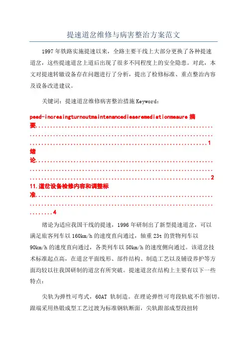 提速道岔维修与病害整治方案范文