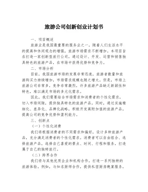 旅游公司创新创业计划书