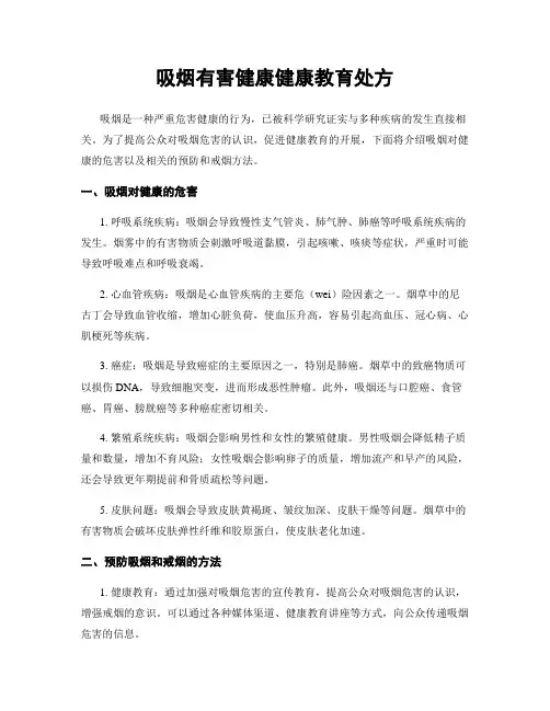 吸烟有害健康健康教育处方