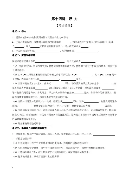 初中物理浮力培优竞赛资料