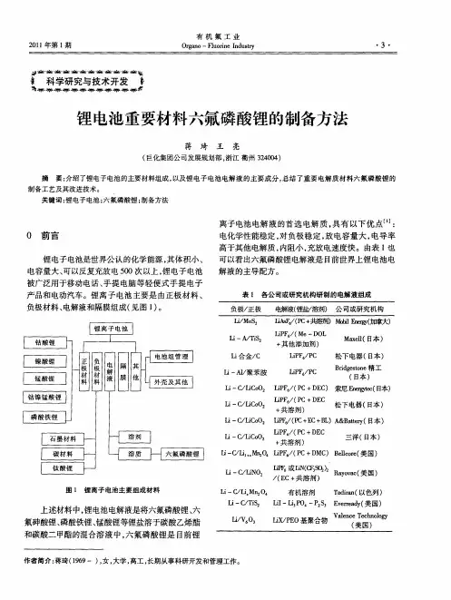 锂电池重要材料六氟磷酸锂的制备方法