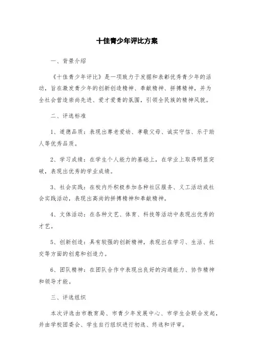 十佳青少年评比方案