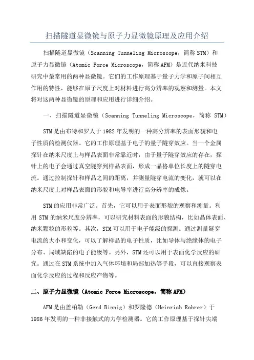 扫描隧道显微镜与原子力显微镜原理及应用介绍