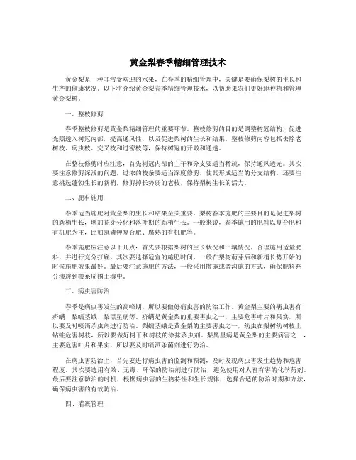 黄金梨春季精细管理技术