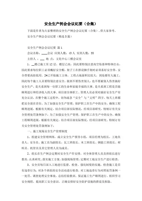 安全生产例会会议纪要(合集)