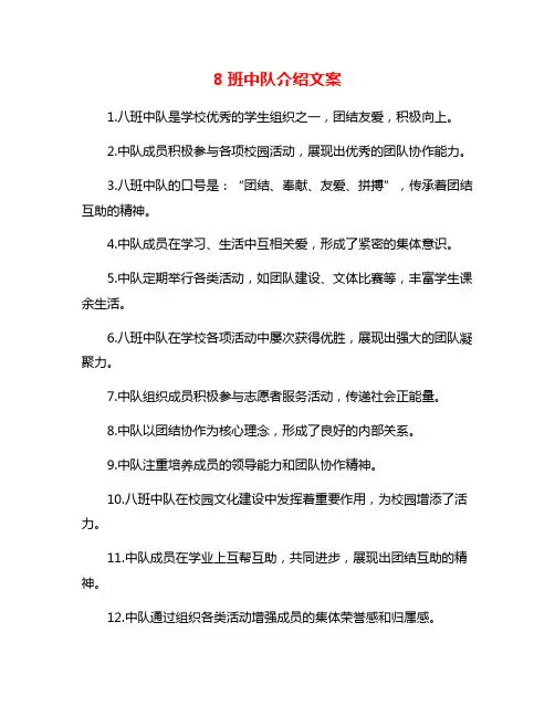 8班中队介绍文案