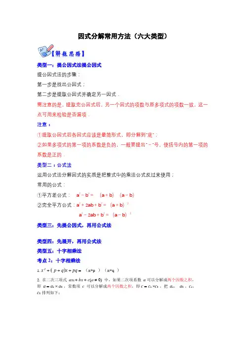 2023学年八年级数学上册高分突破必练专题(人教版) 因式分解常用方法(六大类型)(解析版)