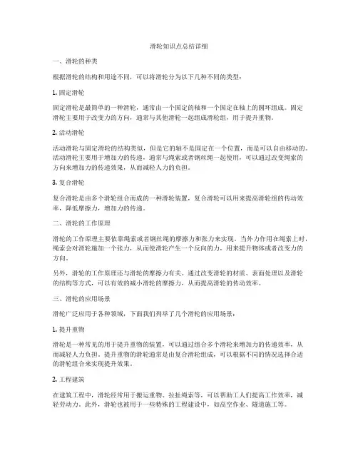滑轮知识点总结详细