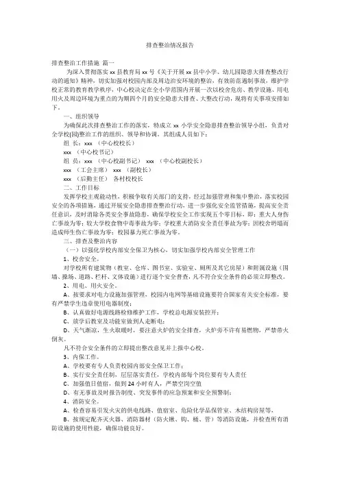 排查整治情况报告