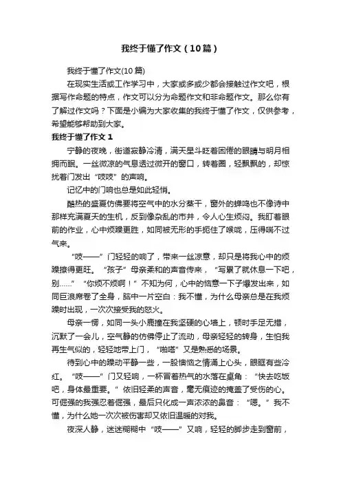 我终于懂了作文（10篇）