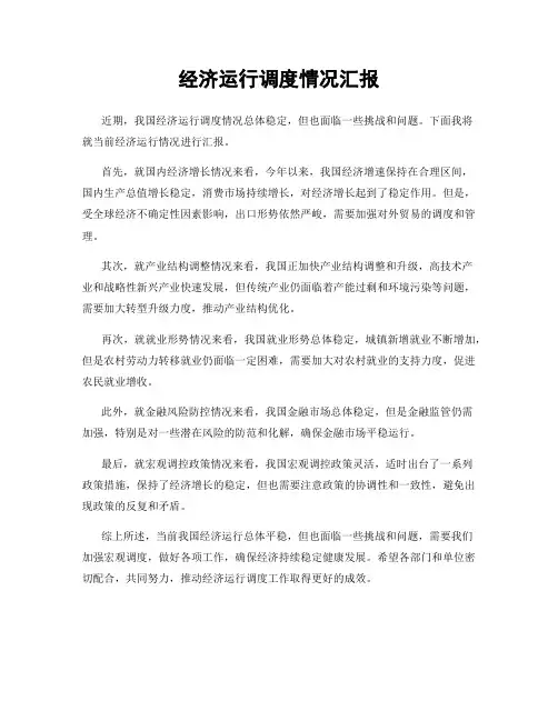 经济运行调度情况汇报