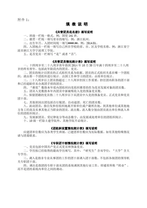 团组织信息统计表填表说明