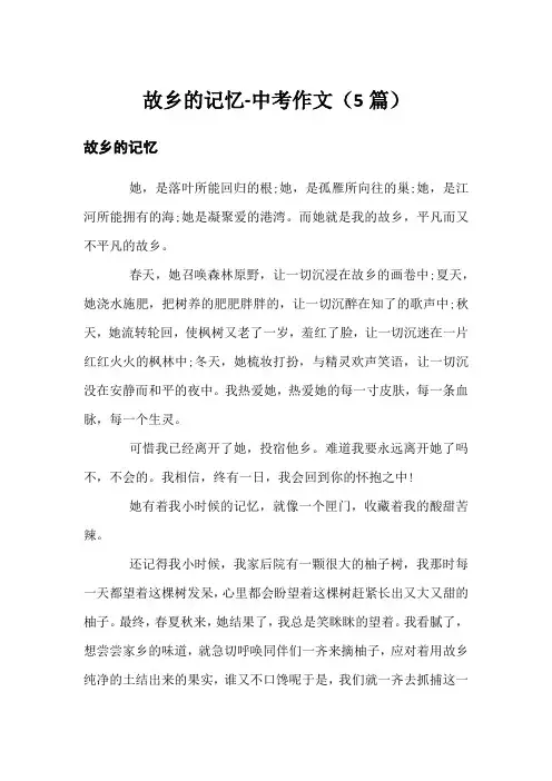 故乡的记忆-中考作文(5篇)
