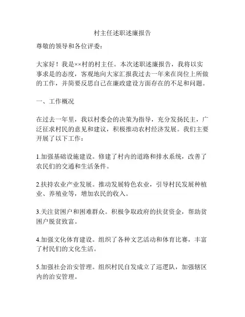 村主任述职述廉报告