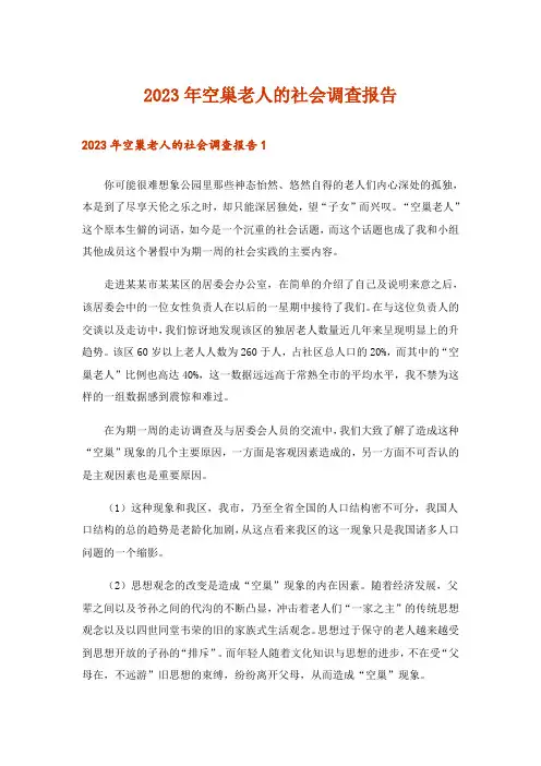 2023年空巢老人的社会调查报告_1