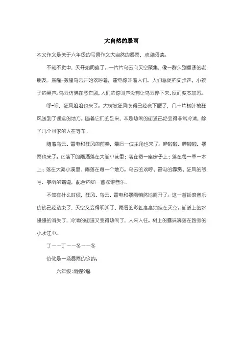 小学六年级写景作文：大自然的暴雨