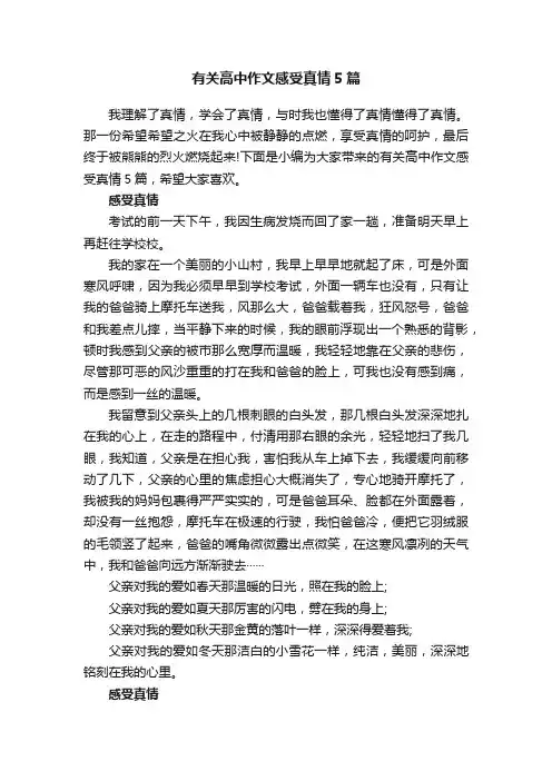 有关高中作文感受真情5篇