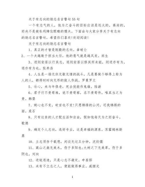 关于有志向的励志名言警句55句
