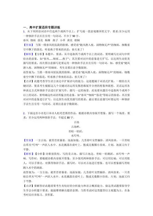 高考语文专题复习分类练习 扩展语段综合解答题含答案
