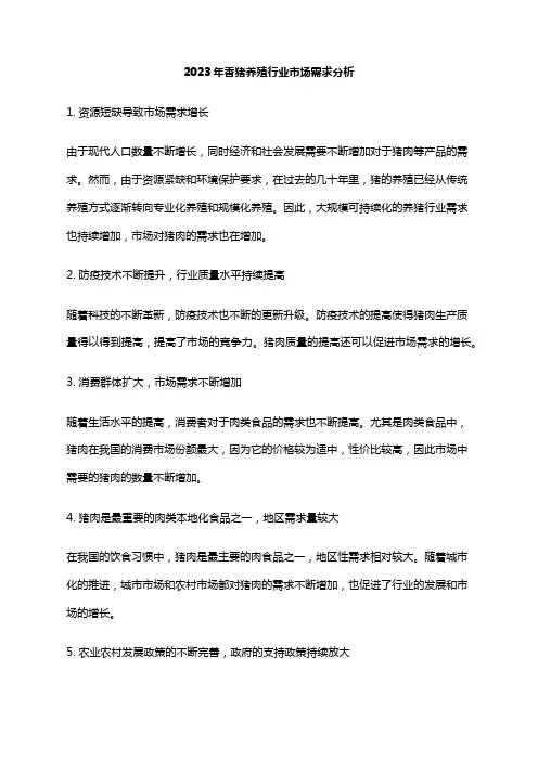 2023年香猪养殖行业市场需求分析