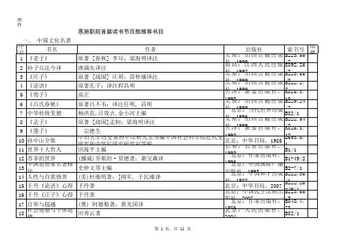 100部经典名著推荐阅读书目(大学必读)