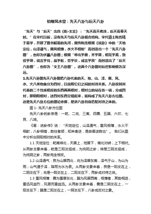 柏翳风水堂：先天八卦与后天八卦