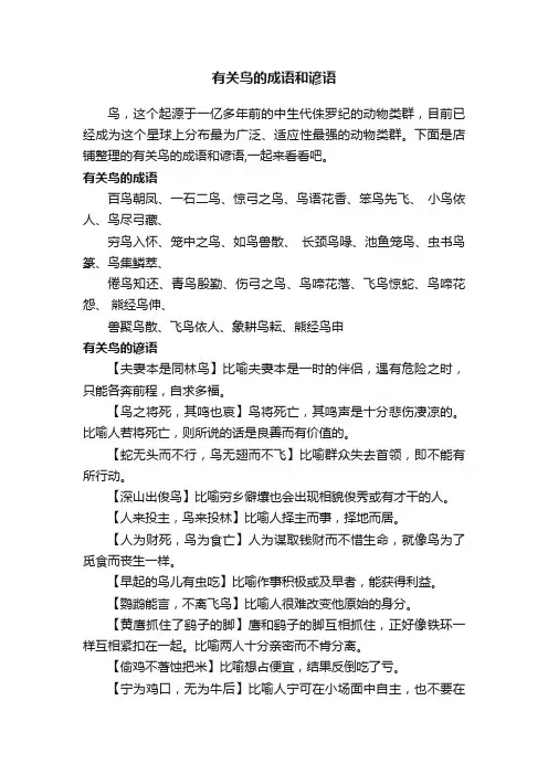 有关鸟的成语和谚语