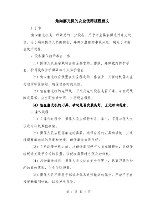 角向磨光机的安全使用规程范文（二篇）