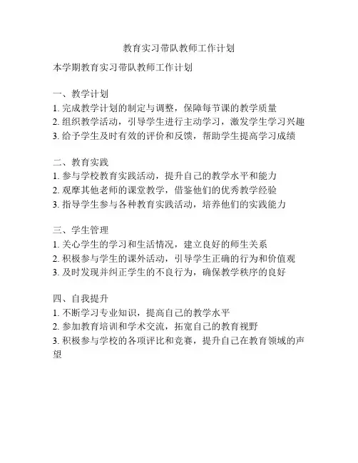 教育实习带队教师工作计划
