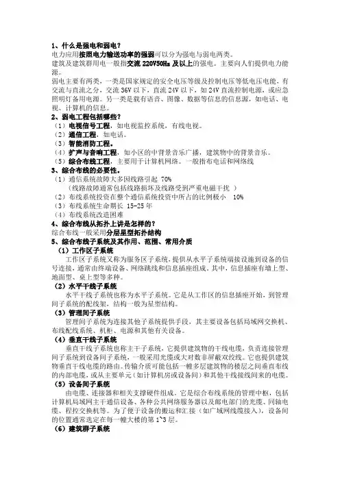 综合布线考试整理