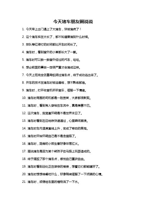今天堵车朋友圈说说