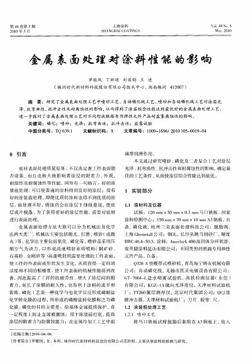金属表面处理对涂料性能的影响