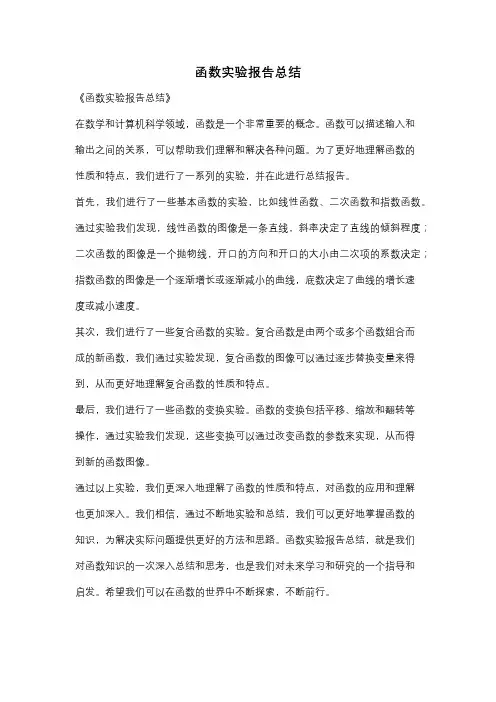 函数实验报告总结