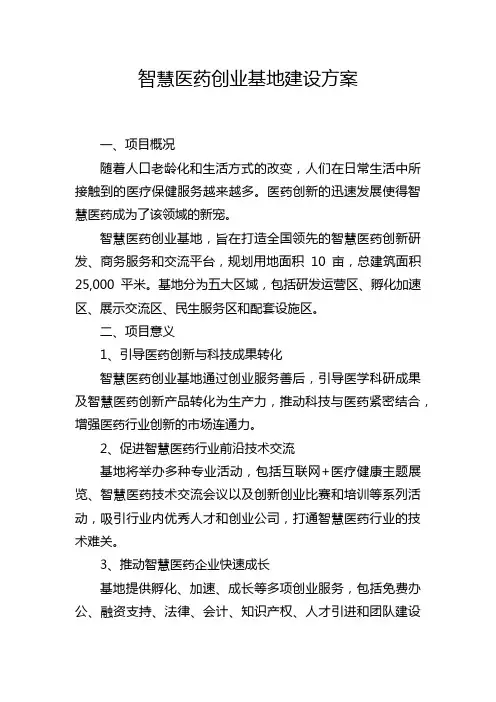 智慧医药创业基地建设方案