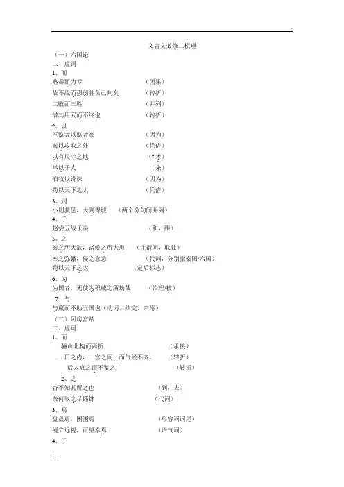 苏教版文言文必修二虚词梳理