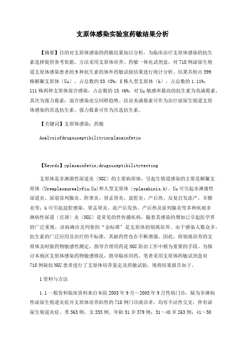 支原体感染实验室药敏结果分析