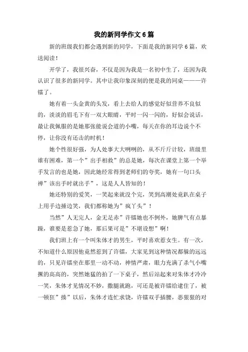 我的新同学作文6篇