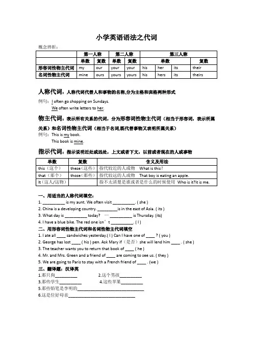 周三小学英语语法之代词