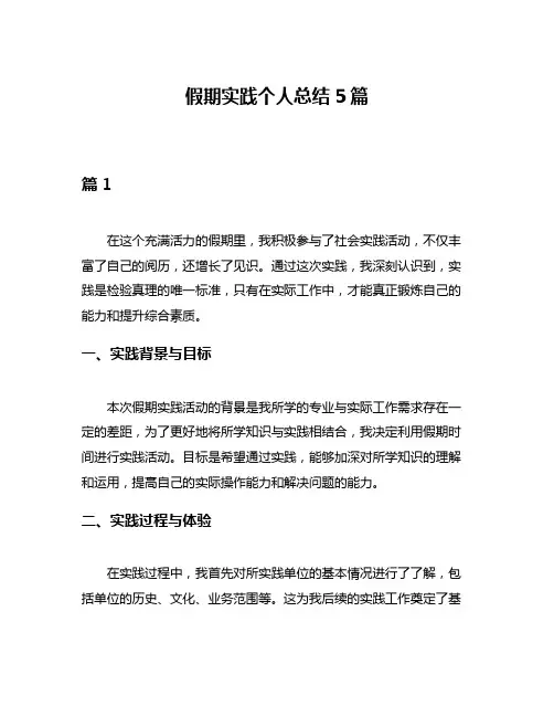 假期实践个人总结5篇