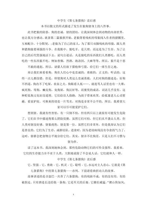 精选中学生《第七条猎狗》读后感精选5篇