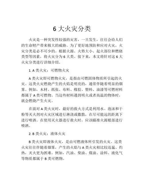 6大火灾分类