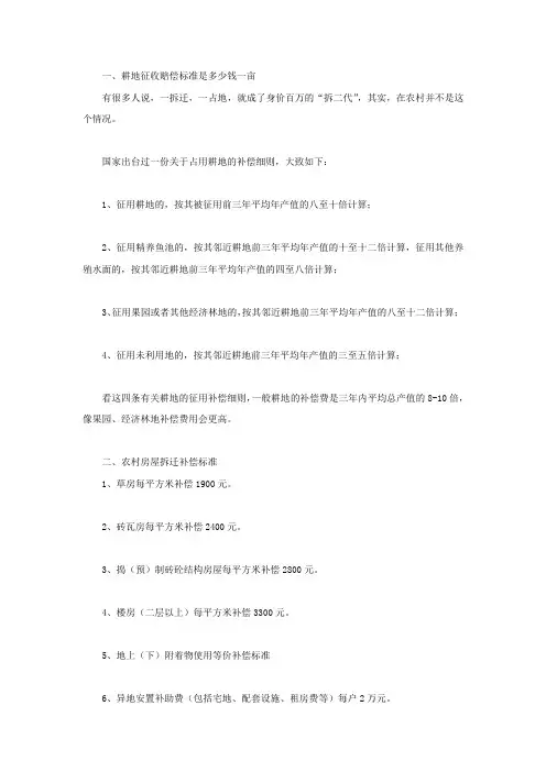 耕地征收赔偿标准是多少钱一亩