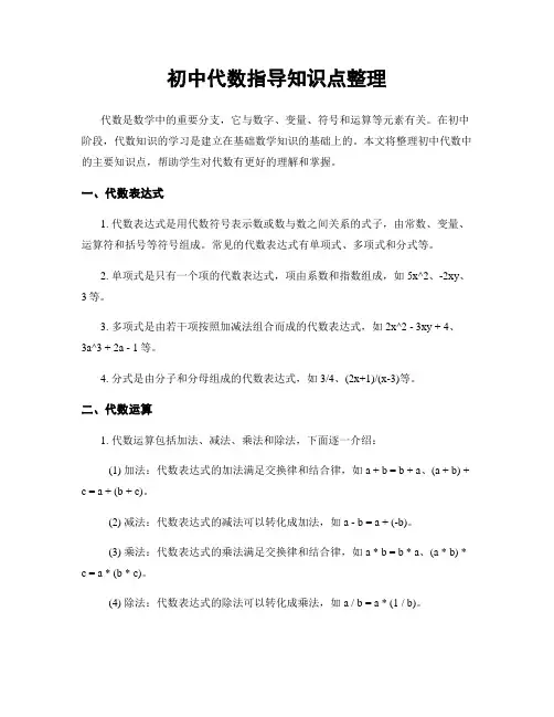 初中代数指导知识点整理