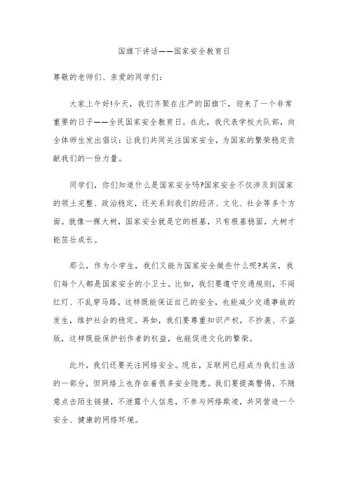国旗下的讲话——国家安全教育日(2024)