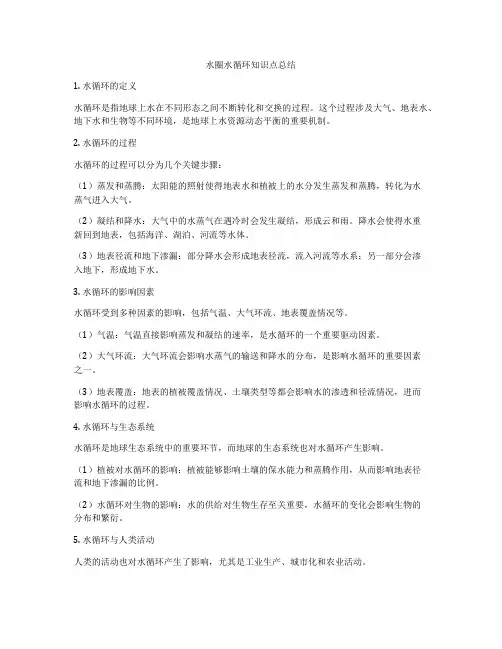 水圈水循环知识点总结