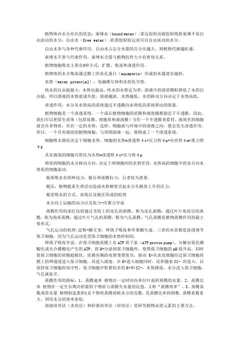 植物生理学要点