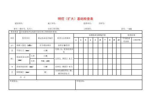 明挖(扩大)基础检查表