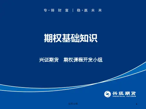 股指期权基础知识培训(入门级)